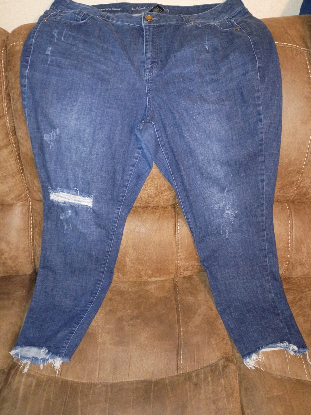Lane Bryant Dark Blue Distressed Ankle Skinny Jeans